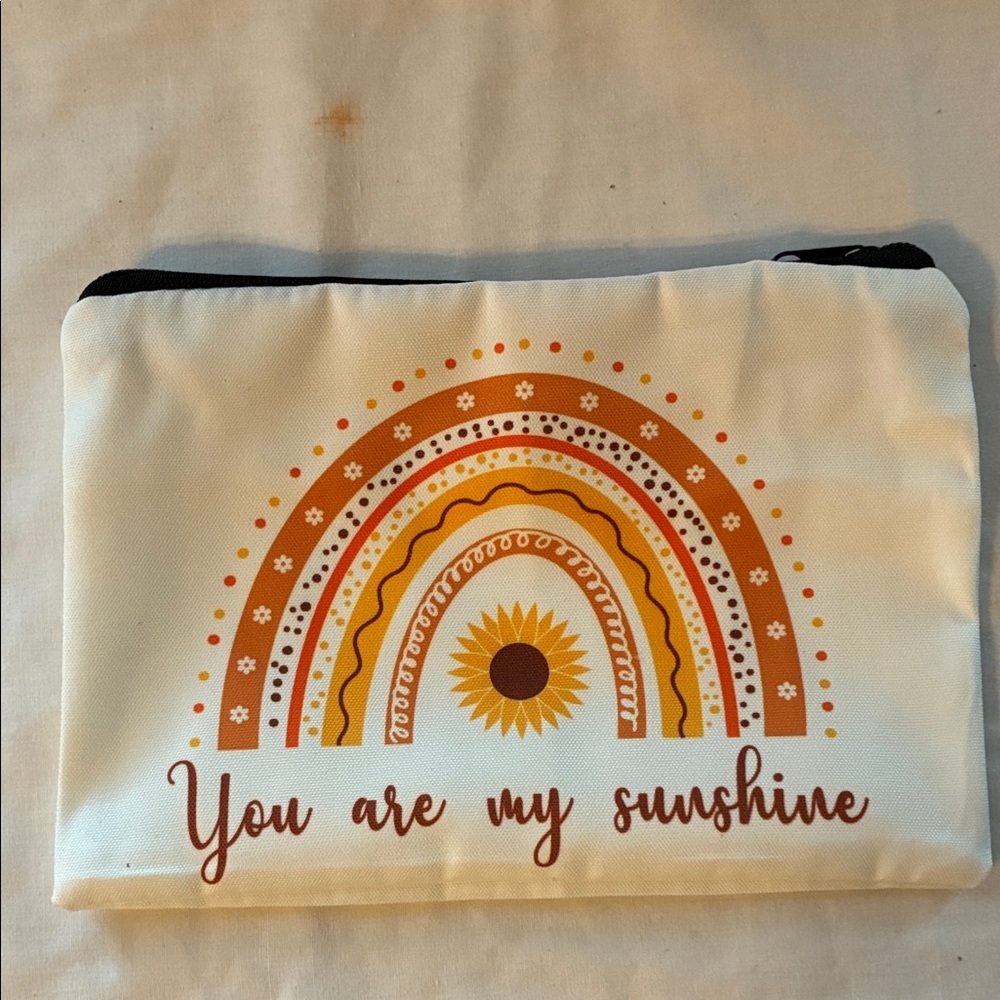 Rainbow Canvas makeup bag with Sunshine Design